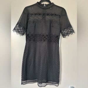 AQUA Black Lace Detail Dress